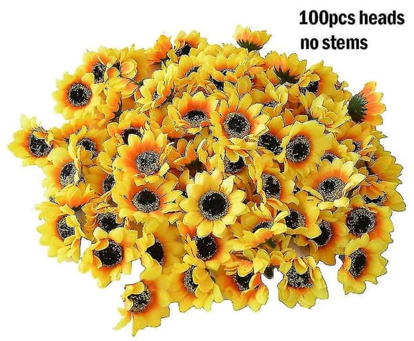 100 stk. Mini Kunstige Silke Gule Solsikkehoveder Stof