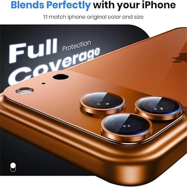Kamerabeskyttelse i hærdet metalglas til iPhone 17 Pro Max - Linsebeskytter i sort legering, Blå linsring, Kompatibel med iPhone 17 Pro Blå