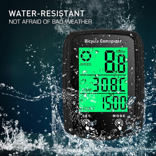 Wired Bicycle Computer 19 Functions Touch Bike Speedometer Odometer Waterproof Cycling Computer with Backlight Black Black