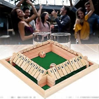 1-4 spillere Shut The Box terningespil, klassisk 4-sidet træspil med terninger til børn og voksne, bordversion og pubspil legetøj
