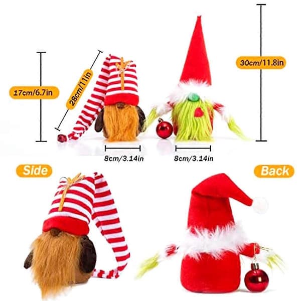 Christmas Gnomes Decorations 2-Pack Handmade Plush Gnomes Scandinavian Santa Elf Christmas Table Decoration