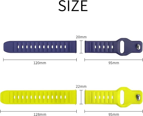 22mm Silicone Watch Band, Unisex, Adjustable Buckle, Quick Release, Blue Sport Strap, Smartwatch Compatible