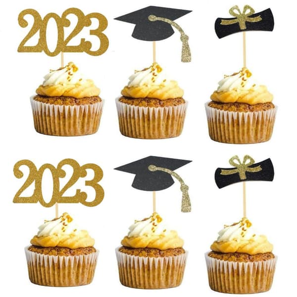 (36 stk) Eksamen kagepynt 2023 eksamensdekoration