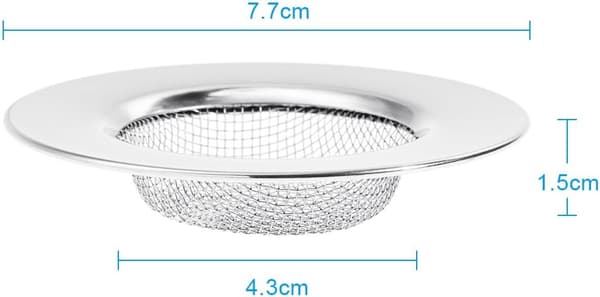 3-pak Silikone Si 7,7 cm i rustfrit stål, forhindrer tilstopning af affald i køkkenvask, badekar, karbad
