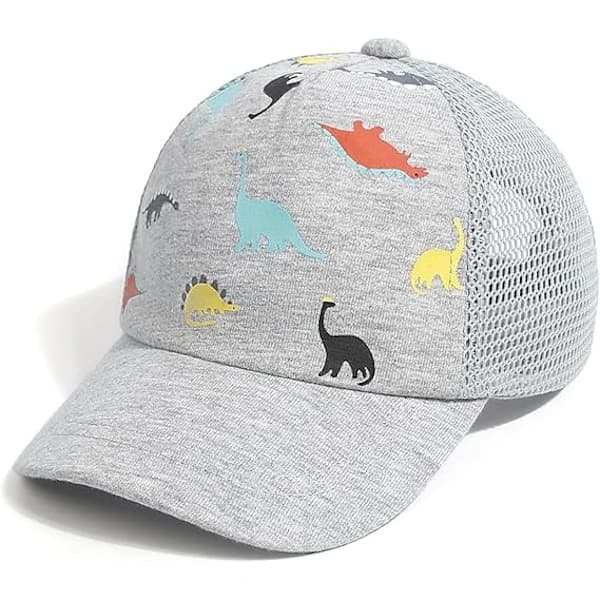 Baseballcaps for småbarn, babyhatt, solhatt, trykt dinosaurmønster, ensfarget hatt for barn