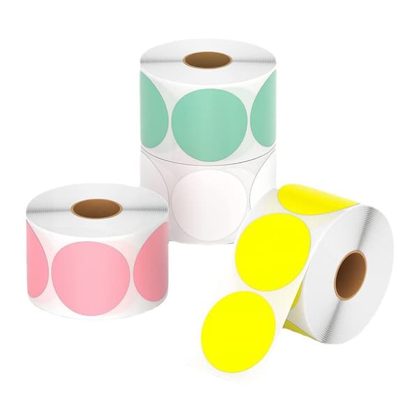 Set med 2 rosa runda termiska etiketter, rosa