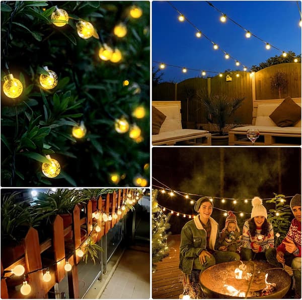 Solcellsslingor utomhus, 50 LED 7 meter kristallkula med 8 lägen