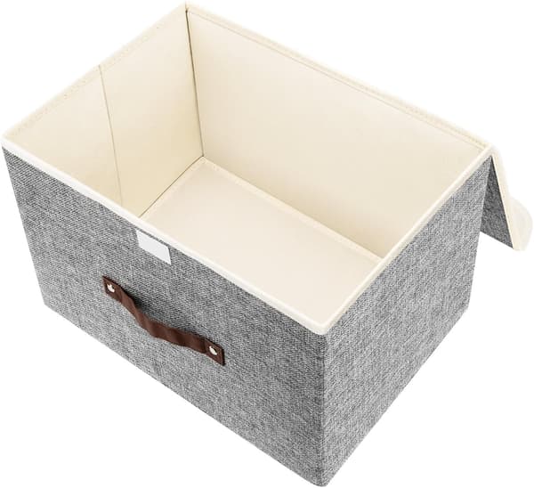 Vikbar förvaringslåda med lock, tygförvaringskorg för kläder, garderobsförvaring, 38x25x25 cm, set om 3, grå