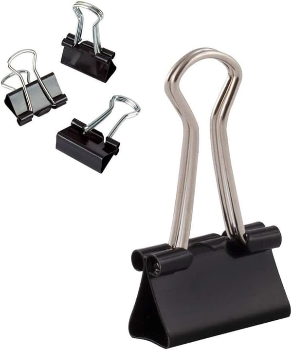 Sorte 12-pak dokumentklemmer 19mm Multifunktionelle klemmer til papir