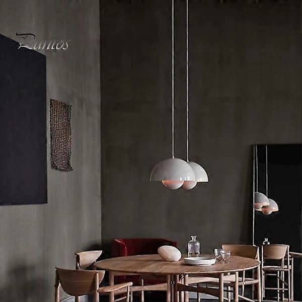 Simple Flower-shaped Lampshade Small Chandelier Adjustable Cable Length Three Light Colors Modern Globe Kitchen Dining Room Ceiling Light White