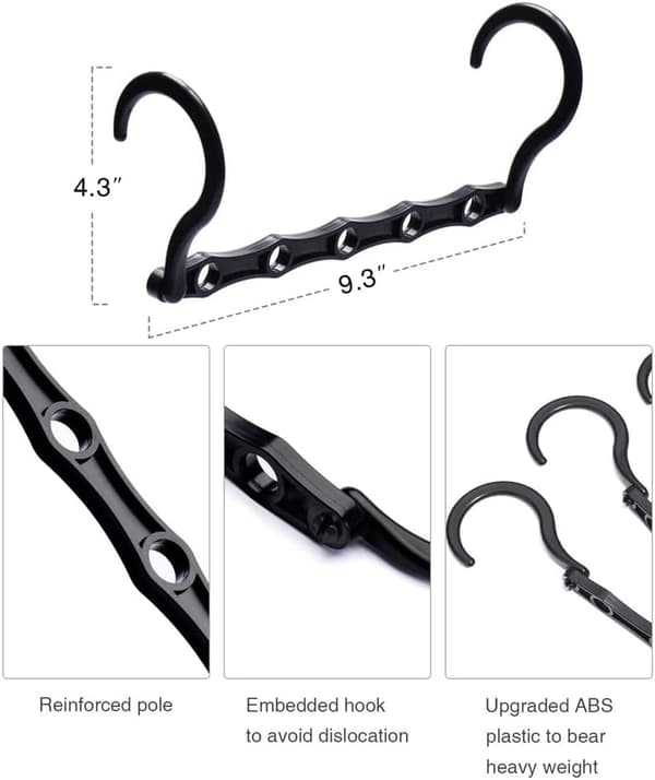 Magic Hangers, 10 Pcs Space Saving 5-Hole Magic Hangers Multifunctional Durable Foldable Rack Rotating Hanger