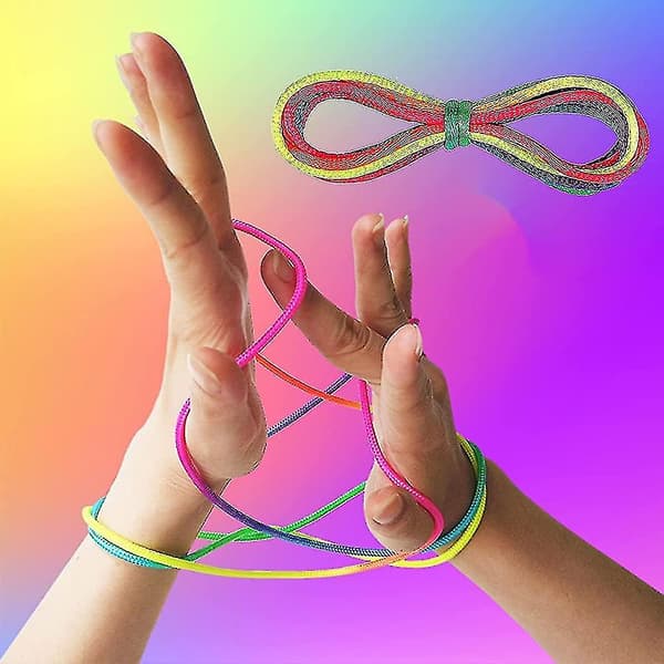 12 st Trådspel Fingerspel, Finger Twist Trådspel, Regnbågsrep, Regnbåge
