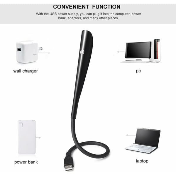 Dimbar USB-lampe leselampe med 3 lysstyrker og berøringsbryter for laptop/PC [Energiklasse A+]