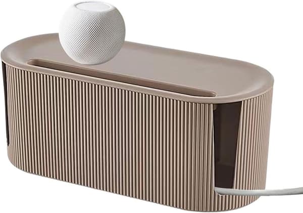 Cable Box Organizer - Cable Storage Box - Hide Cable Box - Cable Organizer - Cable Organization - Cable Management - 31 x 13.5 x 12.5 cm - Khaki