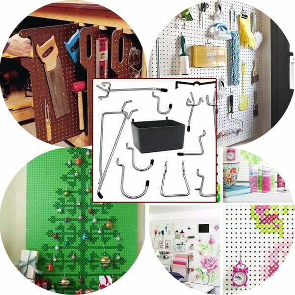Pegboard Hooks, Pegboard Hook Assortment, Pegboard Basket Set for Tools, Pegboard Hook Organization