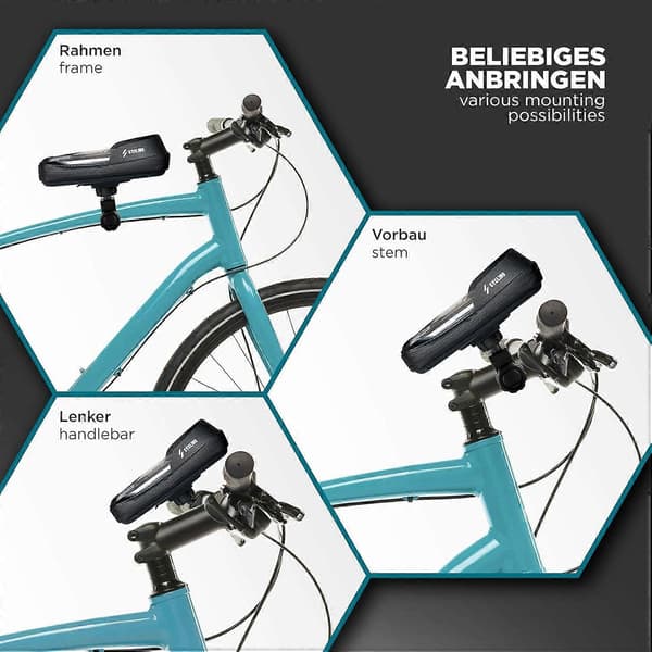 Mobiltelefonholder Cykelstyr Taske til iPhone 360° Roterbar Sort [DB]