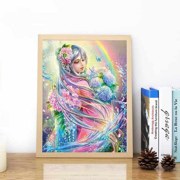 5D Diamantmalingssett - Regnbuejente 30*40cm (ramme ikke inkludert)