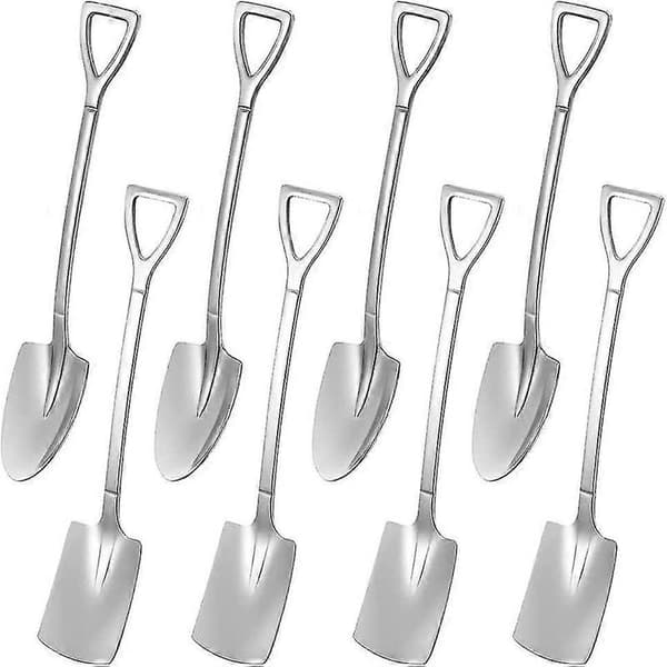 8 pieces stainless steel spade-shaped spoons, creative spade-shaped red spoon gift Y