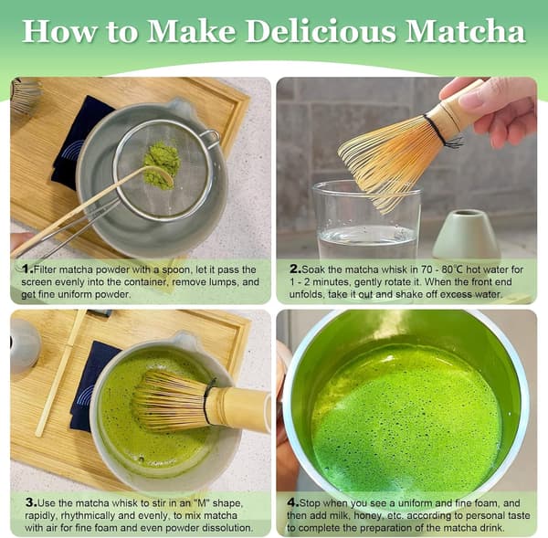 Matcha Kit 5 Deler, Inkluderer Bambus Matcha Visp, Matcha Vispholder, Matcha Sil, etc. for Matcha-elskere.-FA-