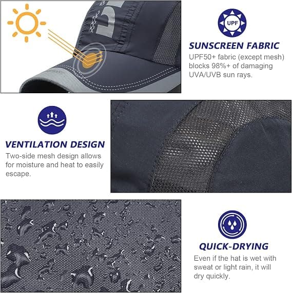 Two Piece Mens Cap Unisex Sports Cap Long Visor Lightweight