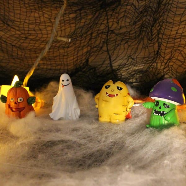 Halloween miniatyrsett – 4 stk mini harpiks spøkelse og gresskar, sopp vampyr hagedekor 2 sett 2 set