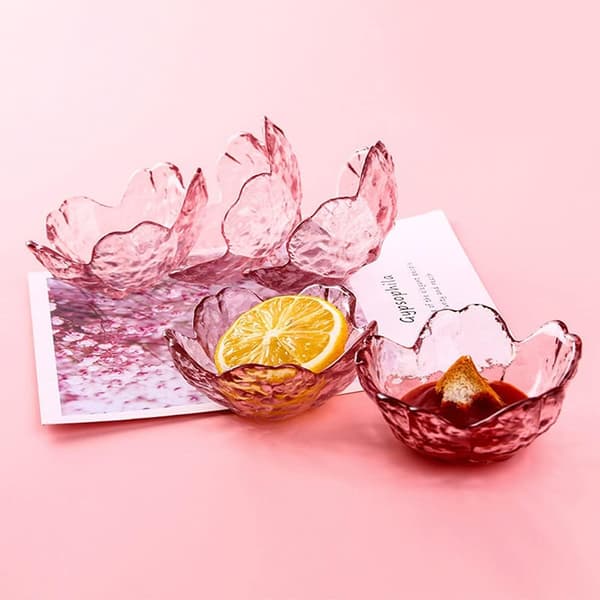 4 stk. glass Sakura-formede krydderfat Forrettstallerkener Dippskåler