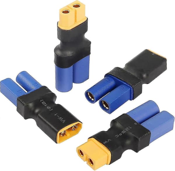 XT60 til EC5-adapter, 4 stk. EC5 til XT60 han-hun kompakt trådløs strømomformerstik til RC Lipo, FPV-drone, modelbil flybatteri