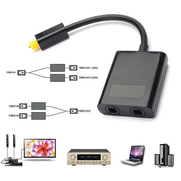 Dobbeltport Digital Optisk Fiber Lydsplitter Kabeladapter 1 Ind 2 Ud