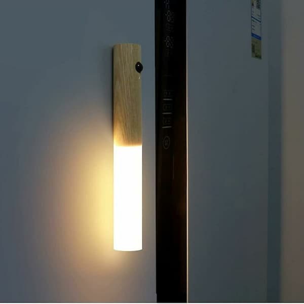 LED-vegglampe, sengelampe, varmt hvitt lys, bevegelsesdeteksjon, IR USB-lading, lysfarge