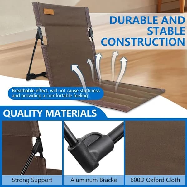 Foldable Portable Beach Chairs, Lightweight with Backrest and Carry Bag, Sunbathing Beach Mat Suitable for Pool Camping Picnic Lawn Black