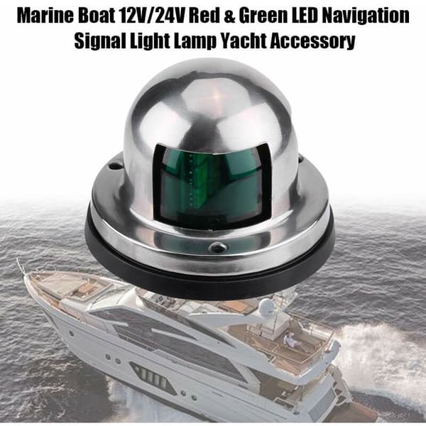 Marinebåd 12V rustfrit stål rød grøn LED navigationssignallampe bådtilbehør