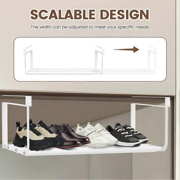 Extendable Hanging Shoe Rack, Retractable Shoe Shelf, Under Shelf Hanging Storage and Organization, Adjustable Holder A (FMY) White White
