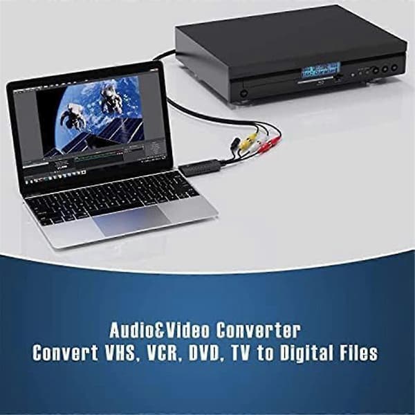 USB videoopptakskort, lyd- og videokonverterer for RCA til USB, konverterer Mini DV VCR Hi8 DVD til digital