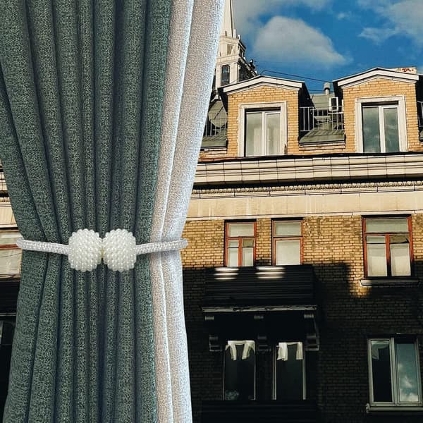(Grå) 8 styk gardinbindinger, gardinbindinger med perler, moderne gardinbindingsspænder, kontor, hjem, hoteldekoration