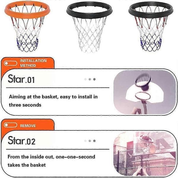 Bærbart basketballnet Nem opsætning Kast og fastgør Holdbart All-Weather Net Uden kant Universal pasform Indendørs Udendørs