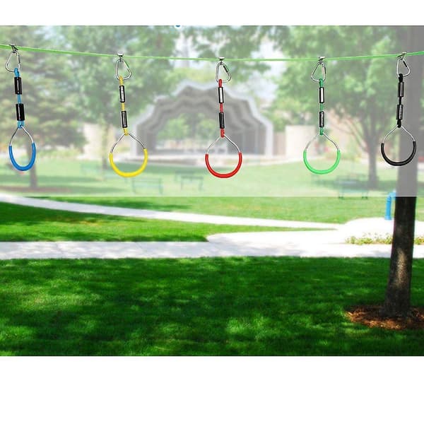 Ninja Obstacle Course Climbing Rings Set for Kids - Max Load 120 Kg - Multifunctional Garden Swing