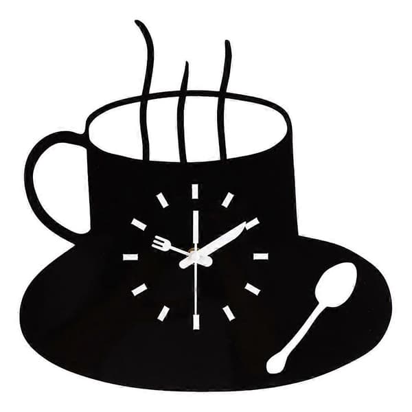 Creative Coffee Look Wall Clock for Home Wall Mounting (Black)
