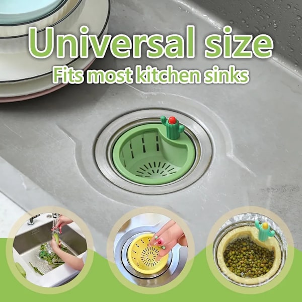 2x Cactus Sink Strainer, Upgraded Version Automatic Press Drain Strainer Basket Kitchen Trash Can Kitchen Accessories Drain Plug