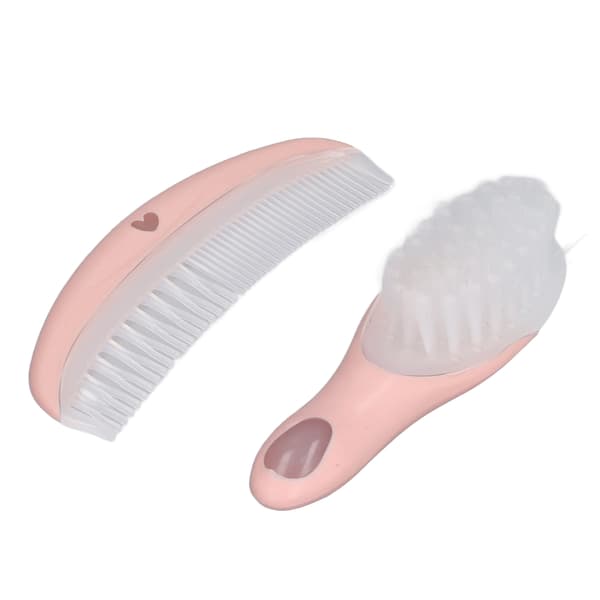 Baby Brush and Comb Set Cute Pink Small Compact Lightweight Portable Soft Comfortable Massage Tool for Infants