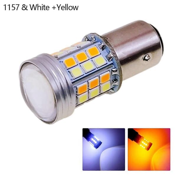 2 stk LED-lamper 1157 Bay15d P21/5w 45smd Canbus Dobbel Bil Blinklys +gul [DB]