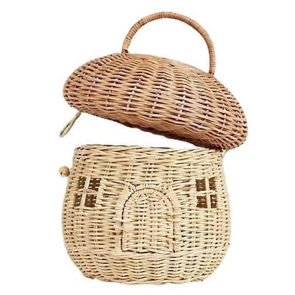 Soppkurv Oppbevaring med Lokk - Rattan Soppdekor, Cottagecore, Boho Dekor, Dagsgave