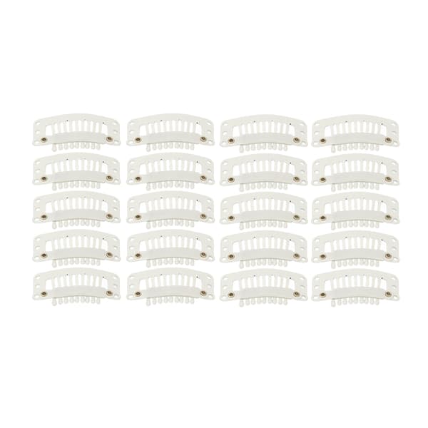 100 stk 9-tands hårforlængerclips Multifunktionelle 32 mm DIY parykclips til hårforlængelser Hvid