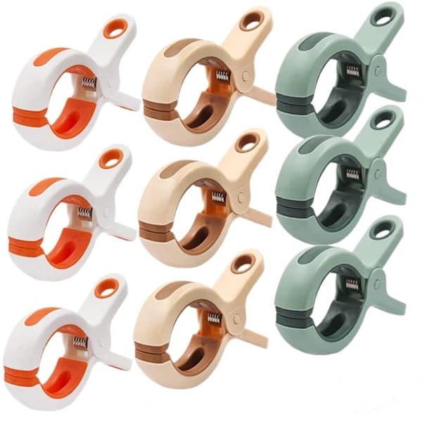 /EA/9-pack strandhandduksklämmor, strandstolsklämmor, starka klämmor (3 färger)