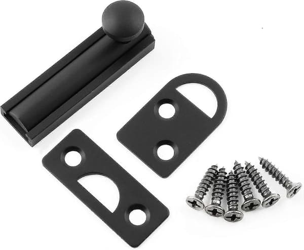 2 tommer massiv messing overflademonteret bolt, messingbolt, skabsbolt med skruer Sort Black Black