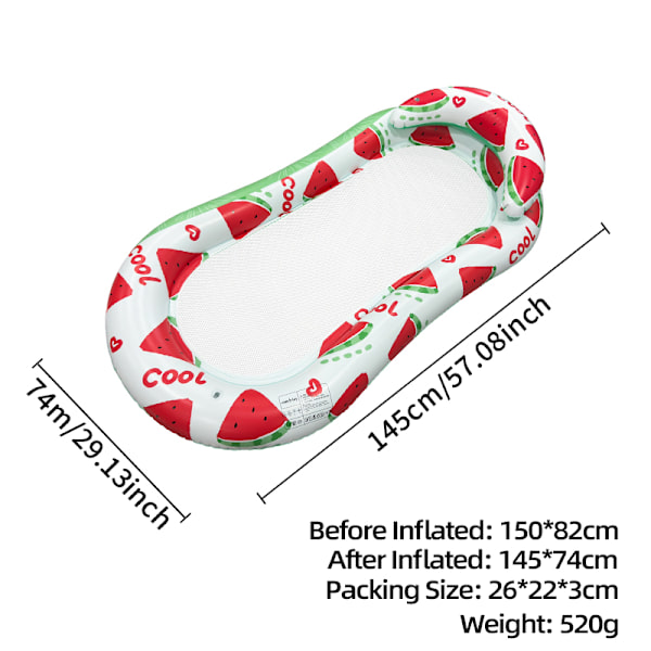 Inflatable Pool Float with Watermelon Pattern, Durable and Comfortable for Adults and Children