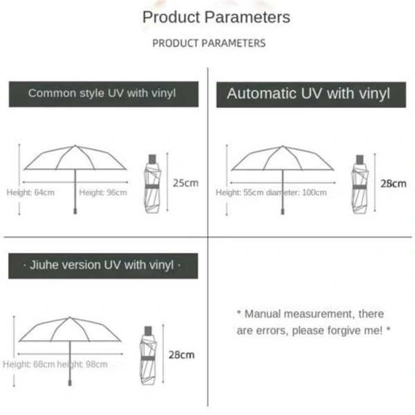 Anti-UV Paraply Bärbart Hopfällbart Regn Autoöppning / Marinblå