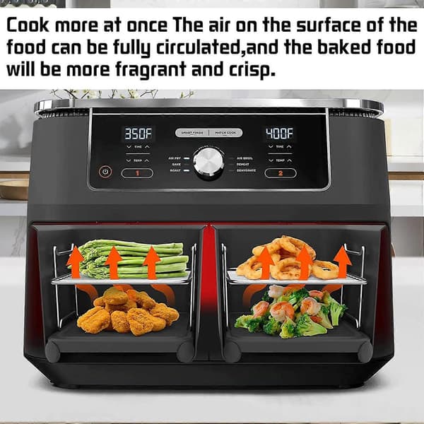 Tilbehør til Airfryer, Multifunksjonelt Dobbeltlagsstativ med Spyd Kompatibelt med Ninja Foodi AF300EU/AF400EU, Tilbehør til
