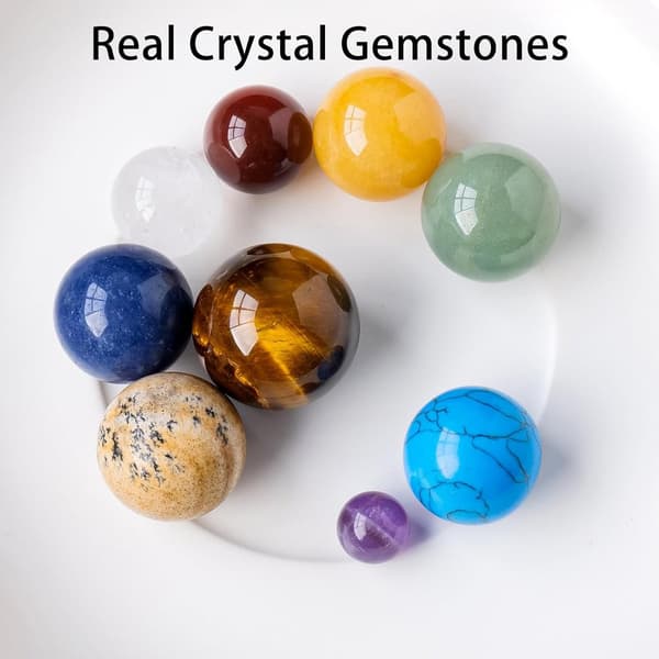Solar System Model with Nine Planets Crystal Ball - Natural Crystal Gemstone Marble Space Home Office Decoration - Exquisite Crystal - Creative Gifts