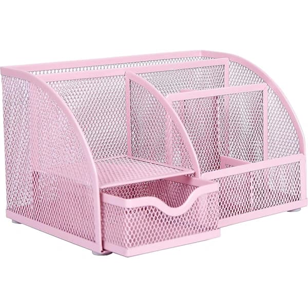 Nettbordssorterer Kontor Med 7 Rom + Skuff Pennholder/Multifunksjonell Sorterer Ex348 Rosa