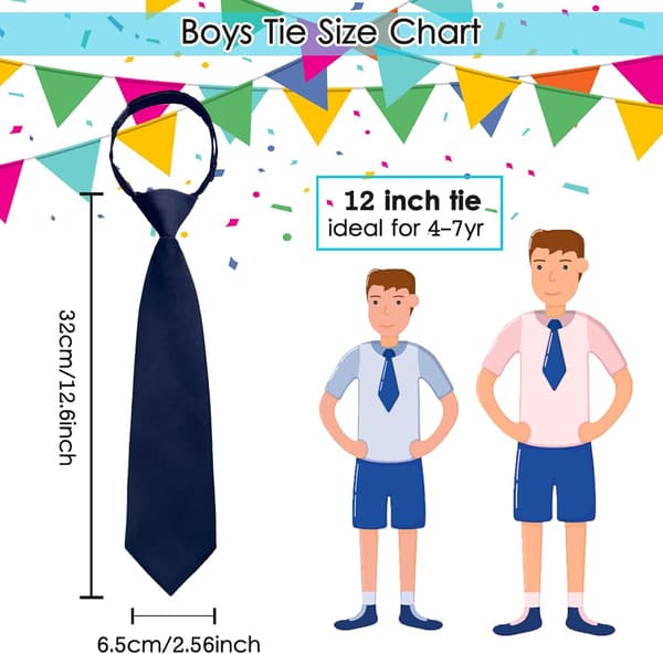 Guttens slips 11 tommer ferdigknyttet barneslips justerbart polyester-slips for skoleuniform, konfirmasjon, bryllupsfest, marineblå med striper - Navy Blue With Striped